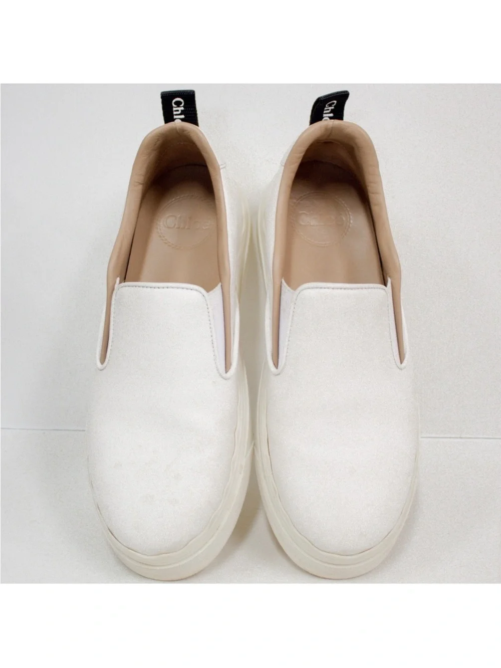 CHLOÉ LAUREN LEATHER SLIP ON SNEAKERS Women's Size 7 US/ 37 EU